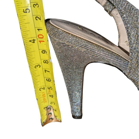 Sacha London| Beauty Metallic Sparkle Slingback Peep-Toe Platform Heels Pumps - Picture 5 of 13